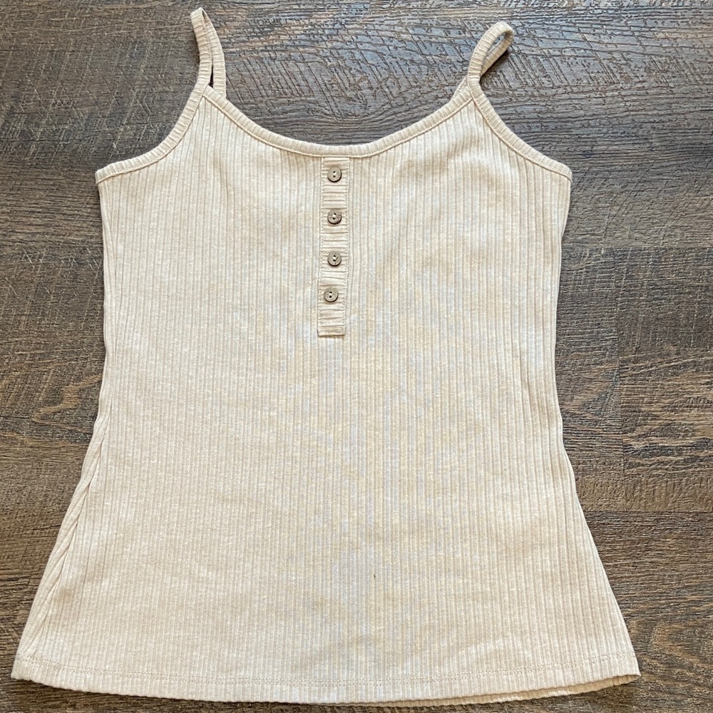 Ribbed Cream Button-Front Camisole